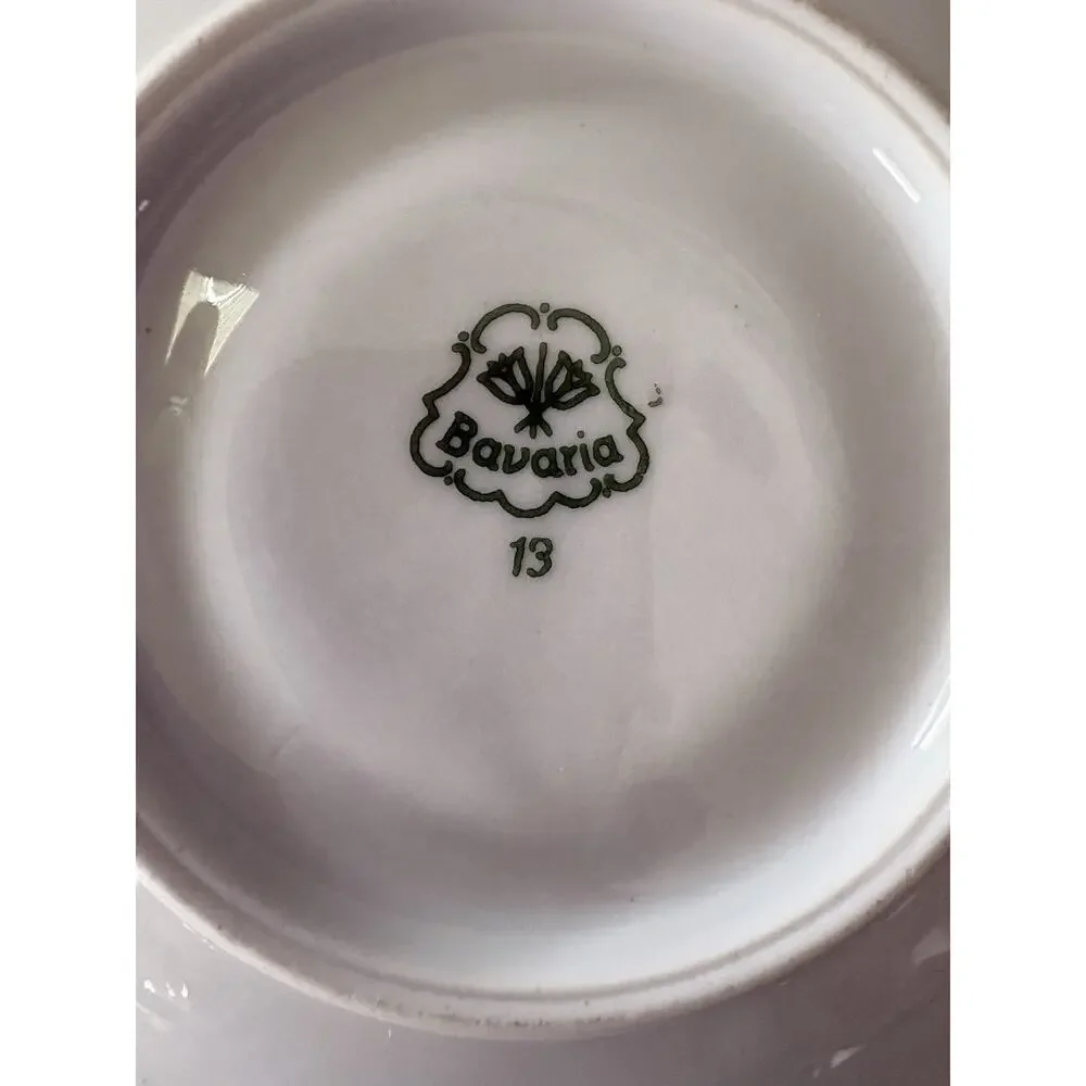Vintage Bavaria 13 Iridescent Floral Saucer Pink Roses Gold Trim Germany